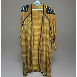 Vintage Molato Kimono Duster Women L Gold Black Tribal Boho Festival Fairy Y2K